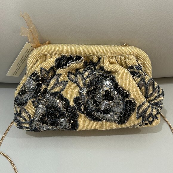 India Beaded Sequin Crossbody Clutch Bag Gold Black Silver NWT Viral Tik Tok - Picture 2 of 5